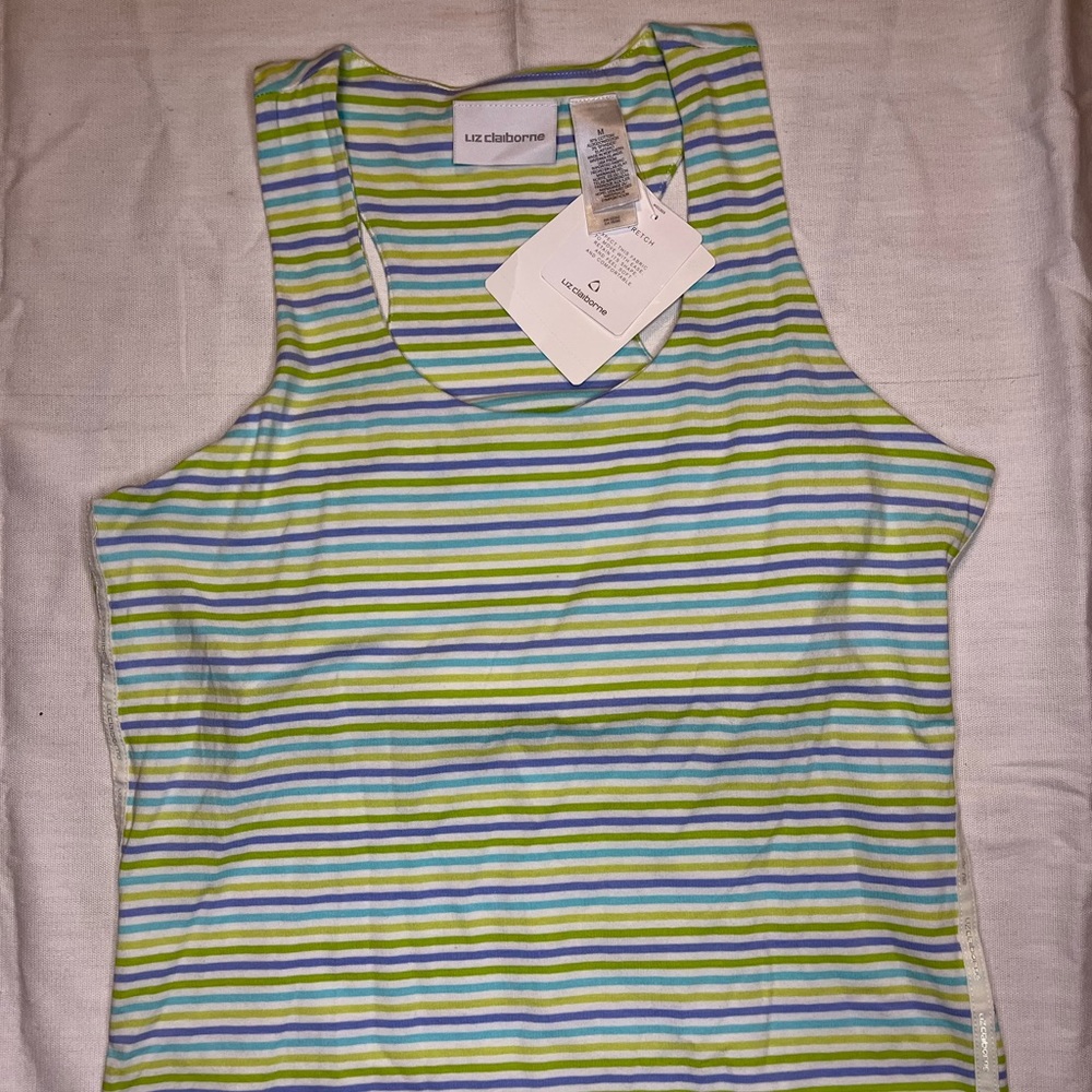 Liz Claiborne green striped tank top